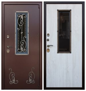 Входная дверь с ковкой и стеклом СП402